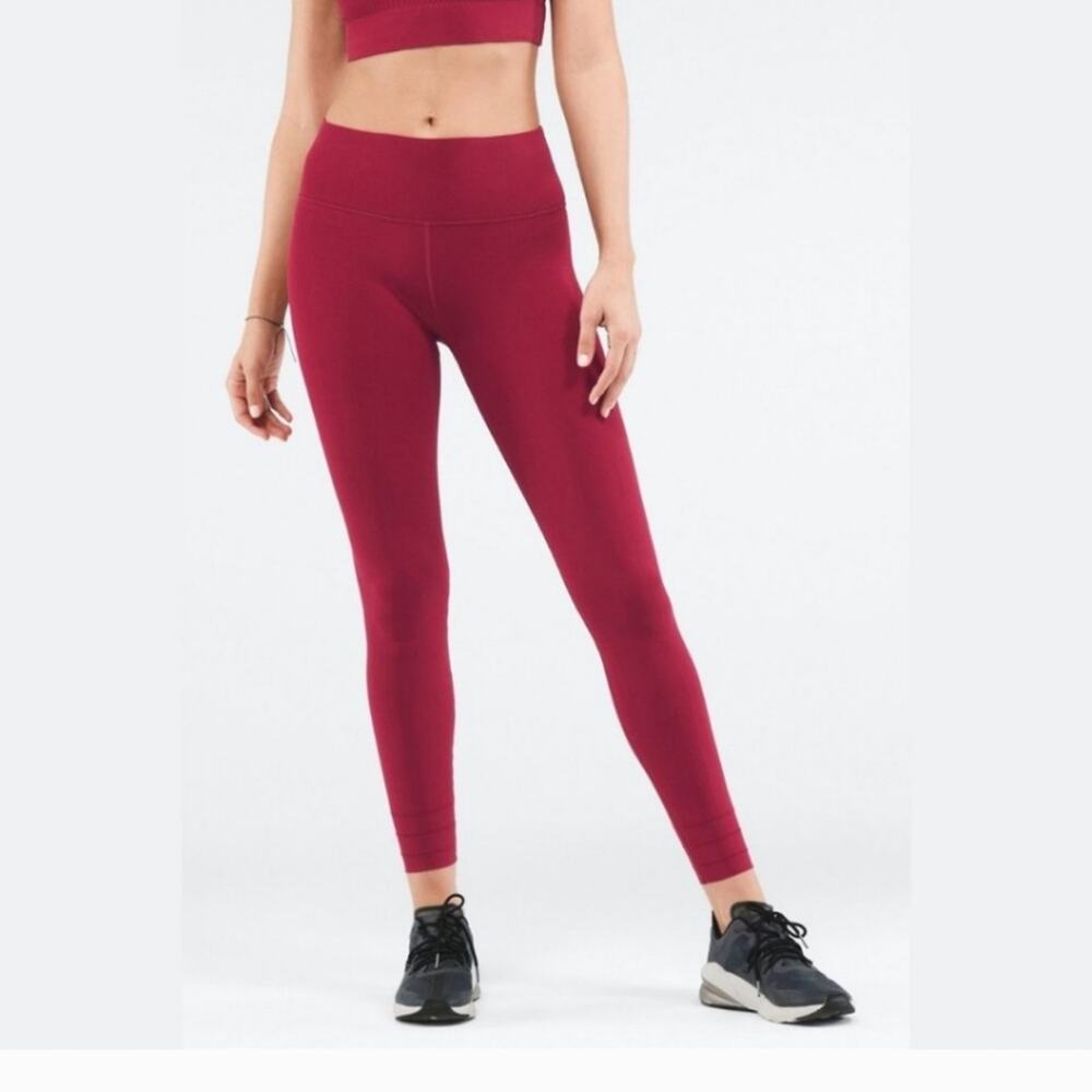 Fabletics SculptKnit High Waisted Essential Custom Length Leggings Sz Large Red